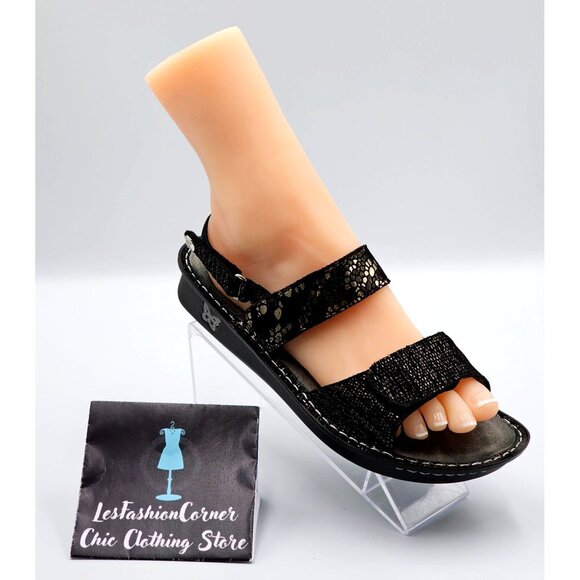 Alegria Womens Black Metallic Detailing Leather Verona Pewter Mosaic Sz 8.5 2319 - Picture 12 of 16